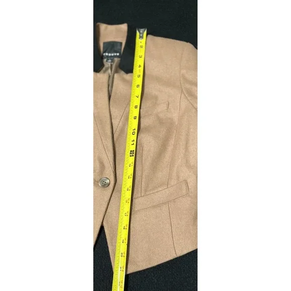 Trouve Blazer Womens Small Camel Tan Wool Blend Cropped One Button Jacket - Picture 10 of 15